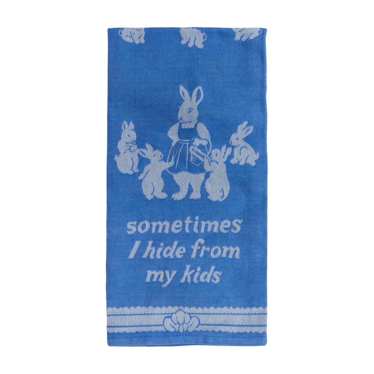 Blue Q Woven Dish Towel - Hide From My Kids
